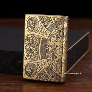 Chief Carved Four Horsemen Brass Kerosene Windproof Lighter retro grinding whee
